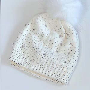 WOMENS ACCESSORIES / ICY BLING BEANIE-WHITE